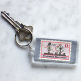 Vintage Electronics Postage Stamp Keychain