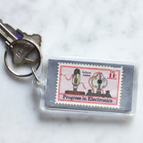 Vintage Electronics Postage Stamp Keychain
