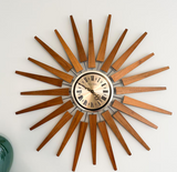 Vintage Phinney Walker Teak Wood Starburst Clock
