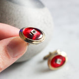 Vinage Anson Red Lucite Faux Diamond Cufflinks