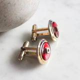 Vinage Anson Red Lucite Faux Diamond Cufflinks