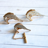 Vintage Swordfish Cufflinks Tie Pin Set