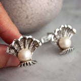Vintage Judy Lee Sea Shell Pearl Cufflinks