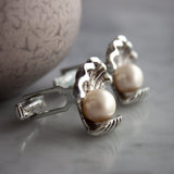 Vintage Judy Lee Sea Shell Pearl Cufflinks