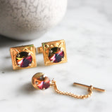 Vintage Watermelon Rivoli Cufflink Set