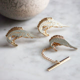 Vintage Swordfish Cufflinks Tie Pin Set