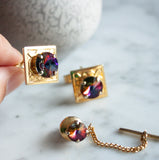 Vintage Watermelon Rivoli Cufflink Set