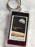 Vintage Apollo 8 Space Postage Stamp Keychain
