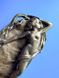 Antique Nude Woman Mermaid Bronze Relief Design Dish