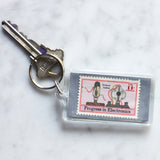 Vintage Electronics Postage Stamp Keychain