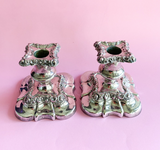 Antique Ellis Brothers Victorian Ornate Silver Plate Candlestick Holders