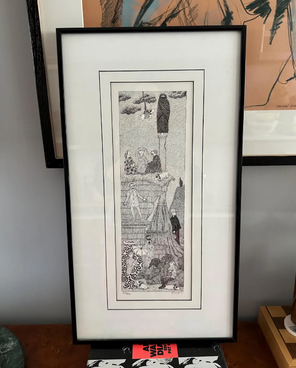 Edward Gorey Signals Tower Scene Lithograph