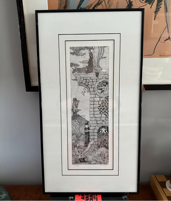 Edward Gorey Signals Fallen Urn Lithograph