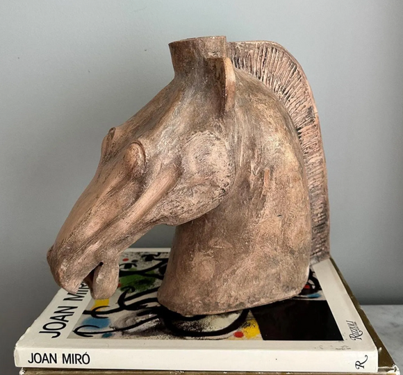 Vintage Fidia Horse Clay Sculpture Statue