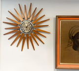 Vintage Phinney Walker Teak Wood Starburst Clock