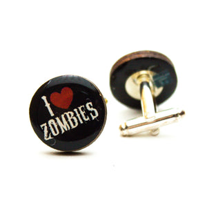 Zombie Cufflinks, I Love Zombies, accessories mens, zombies eat brains, zombie lover,