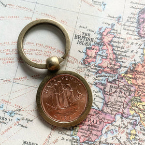 Great Britain Half Penny Coin Keychain