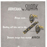 Vintage Swank African Tribal Mask Cufflinks