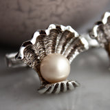 Vintage Judy Lee Sea Shell Pearl Cufflinks