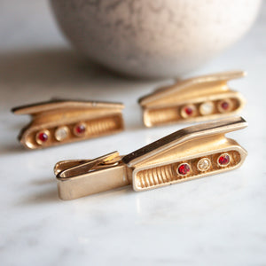 Vintage 1960 Chevrolet Impala Tail Light Cufflinks and Tie Clip