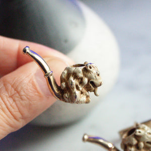 Vintage Swank Lions Head Pipe Cufflinks