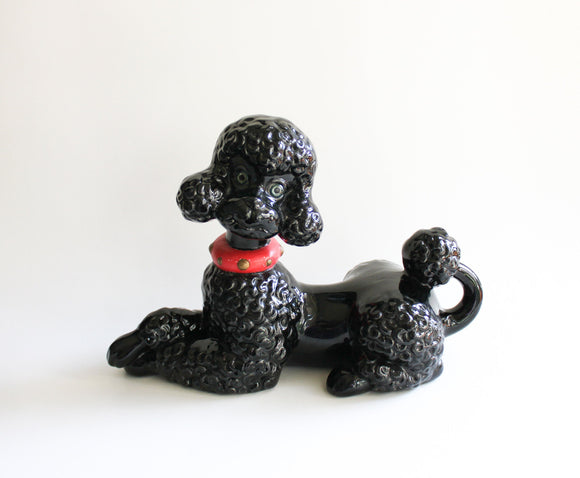 Vintage Atlantic Mold Ceramic Black Poodle Statue