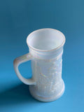 Vintage Federal Glass Beer Stein Mug / Iridescent Milk Glass Stein Mugs, Vintage Home Barware