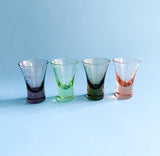 Vintage Etched Shot Glasses / Small Taster Glasses, Bourbon Vodka Shot Glass Set, Cordial Liqueur Glasses
